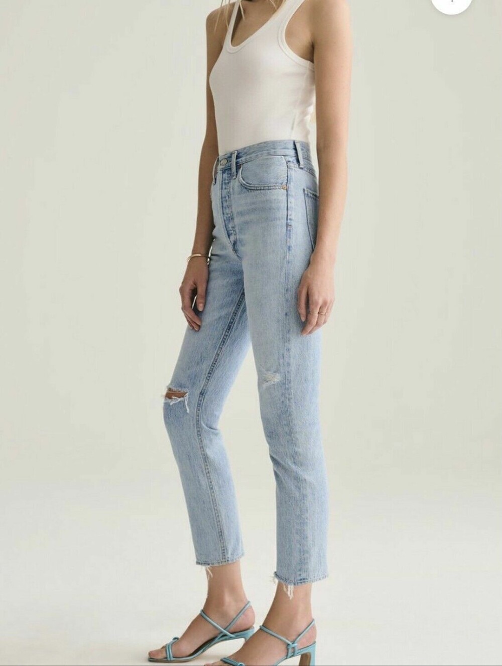 Agolde Riley High Rise Crop Jeans in Shatter Sz 24